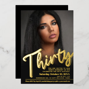 Thirty 30th Birthday custom photo script gold