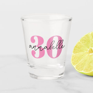 Thirty 30th birthday first name script shot glass