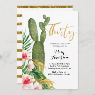 Thirty 30th Birthday Invitation cactus fiesta