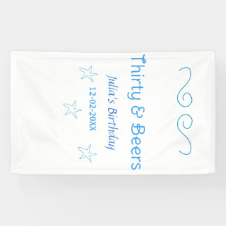 thirty and beers blue star spanish birthday name  banner