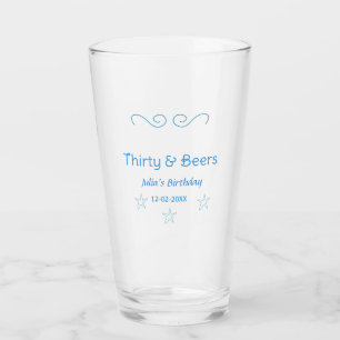 thirty and beers blue star spanish birthday name glass