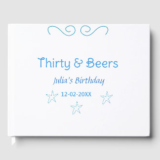 thirty and beers blue star spanish birthday name  guest book