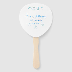 thirty and beers blue star spanish birthday name hand fan