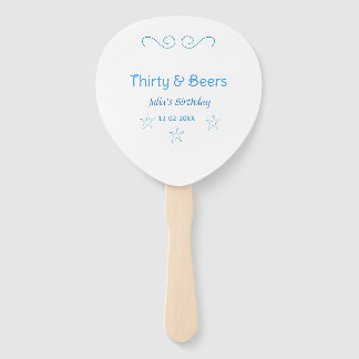 thirty and beers blue star spanish birthday name  hand fan