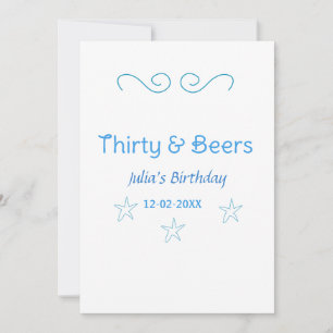 thirty and beers blue star spanish birthday name invitation