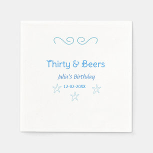 thirty and beers blue star spanish birthday name napkin