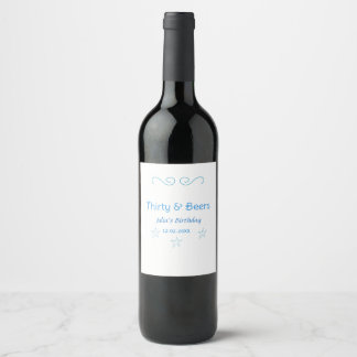 thirty and beers blue star spanish birthday name  wine label