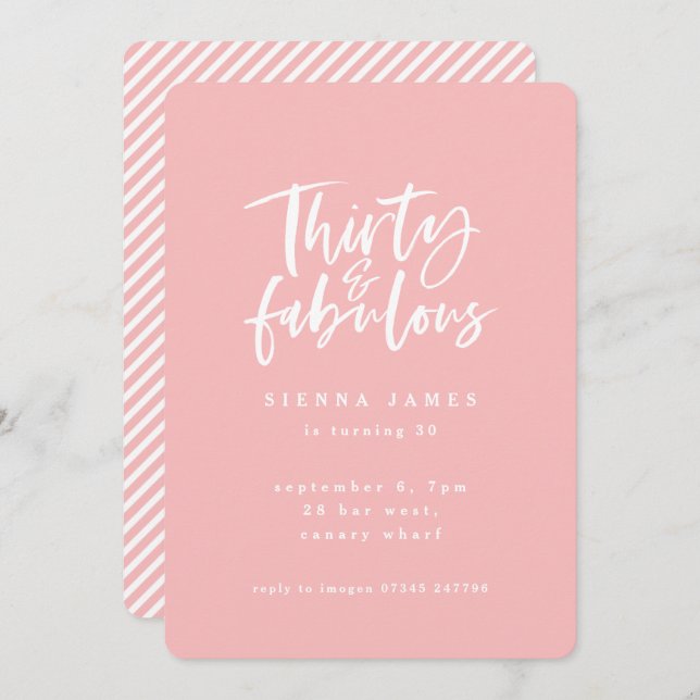 thirty and fabulous birthday party photo invite (Front/Back)