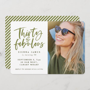 thirty and fabulous birthday party photo invite