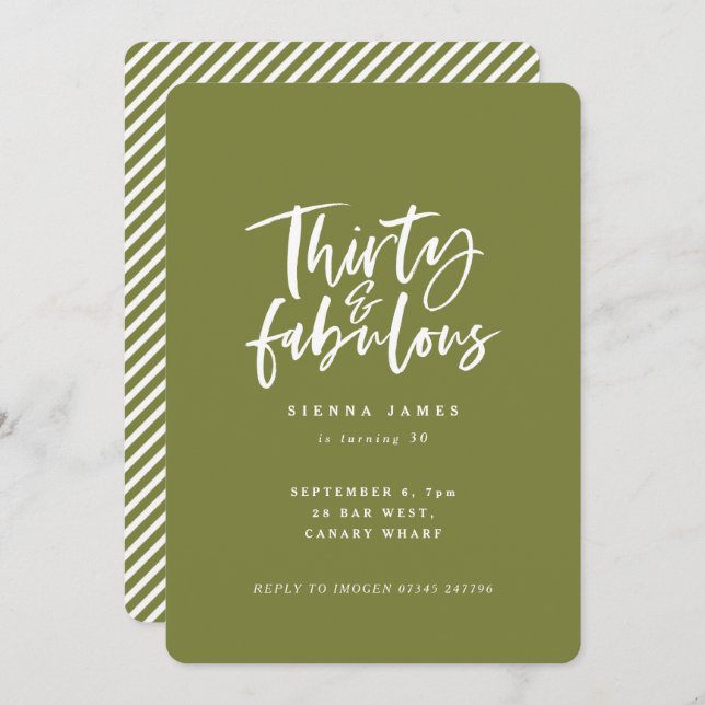 thirty and fabulous birthday party photo invite (Front/Back)