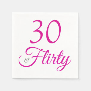 Thirty and Flirty Pink and Grey Birthday  Napkins