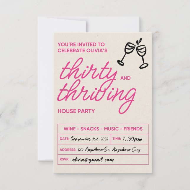 Thirty and Thriving 30th Birthday Invitation (Front)