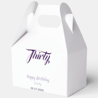 Thirty birthday 30th purple pastel name date styli favour box