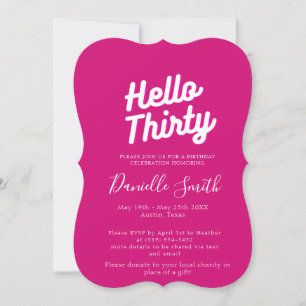 Thirty Birthday Celebration Hot Pink  Invitation