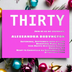 Thirty birthday celebration hot pink minimalistic