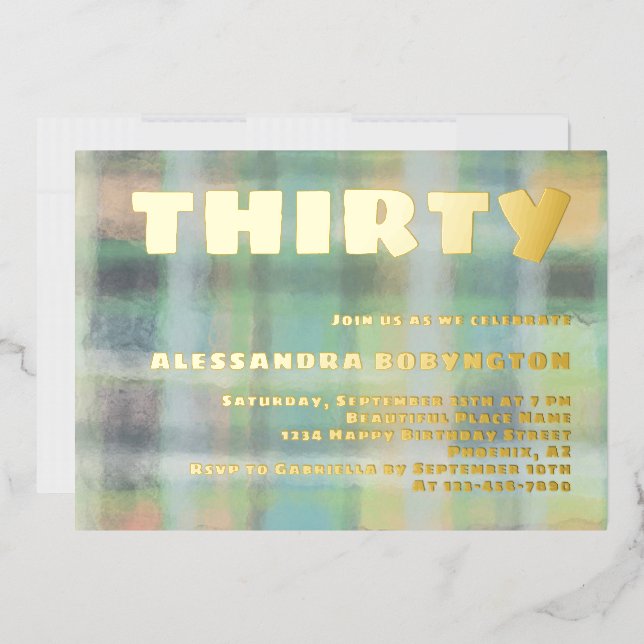 Thirty birthday celebration pastel green grey gold (Envelope)