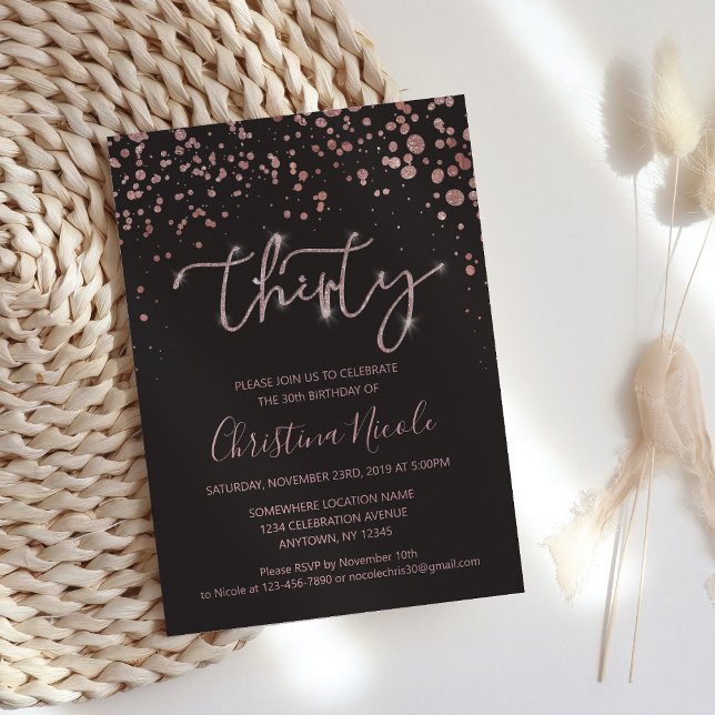 Thirty Birthday Party, Rose Gold Grey "Must have" Invitation (Creator Uploaded)