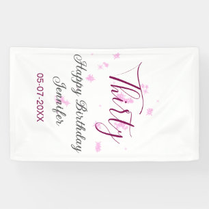 Thirty birthday pink glitter stars black 30th date banner