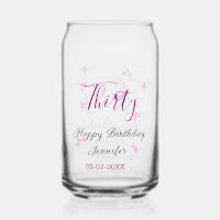 Thirty birthday pink glitter stars black 30th date