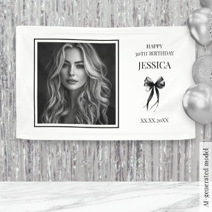 Thirty Black and White Photo Happy 30th Birthday Banner