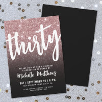 Thirty Black Rose Gold 30th Birthday