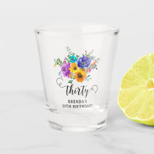 Thirty' Bright & Bold Floral 30th Birthday Shot Glass