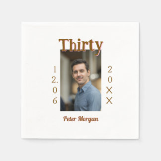 thirty brown birthday photo man date stylish trend napkin