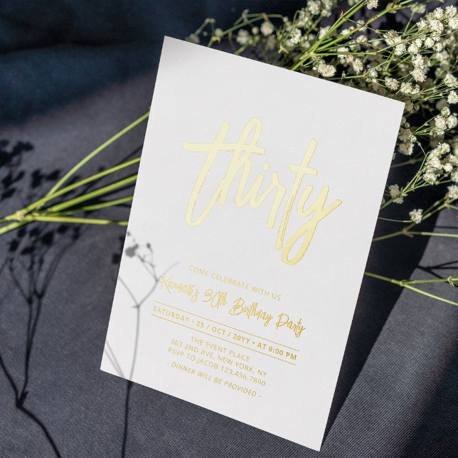 Thirty | Chic Foil Script 30th Birthday Party (Creator Uploaded)