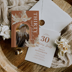 Thirty & Fabulous Burnt Orange Boho Birthday Invitation