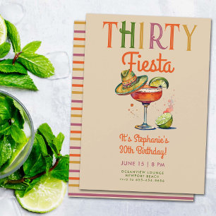 Thirty Fiesta Colourful Margarita 30th Birthday Invitation