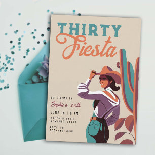 Thirty Fiesta Retro Country Western 30th Birthday Invitation