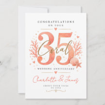 Thirty Fifth Years Coral 35th Wedding Anniversary