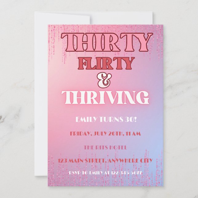 Thirty Flirty And Thirty Birthday Party Invitation (Front)