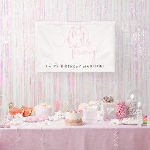 Thirty, Flirty Thriving Modern Pink 30th Birthday  Banner