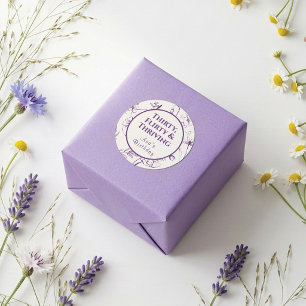 Thirty Flirty Thriving Purple Floral Classic Round Sticker