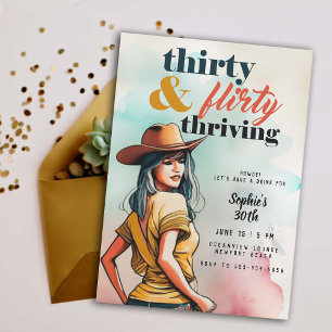 Thirty Flirty Thriving Western Chic 30th Birthday Invitation