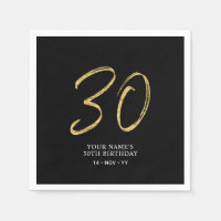 Thirty | Gold & Black Lettering 30th Birthday