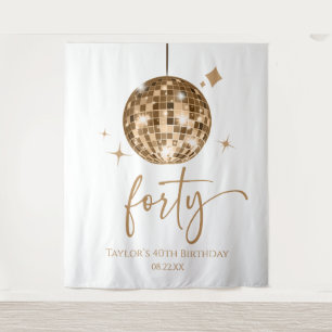Thirty Gold Disco Ball 40th Birthday Party Tapestry