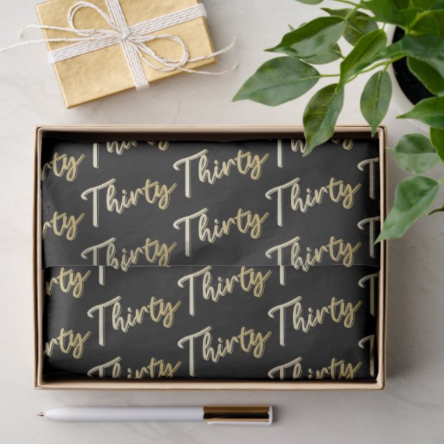 Thirty gold on black birthday or annversary tissue paper (Gift)