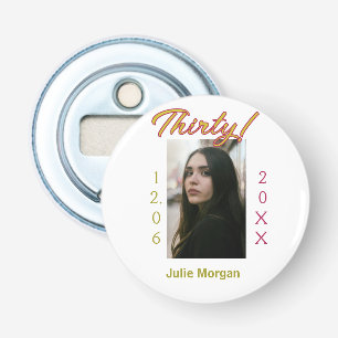 thirty golden maroon photo name date birthday tren bottle opener