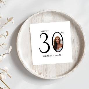 Thirty Minimal Photo 30th Birthday Napkin