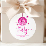 Thirty Pink Disco Ball 30th Birthday Party Classic Round Sticker<br><div class="desc">These are Thirty Pink Disco Ball 30th Birthday Party Favour Stickers!</div>