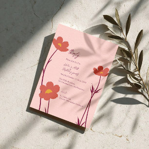 Thirty Pink Floral Minimal 30th Birthday Invitation