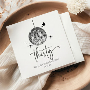 Thirty Silver Disco Ball 30th Birthday Party Napkin