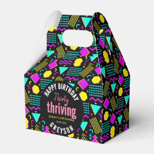 Thirty & Thriving Black and Retro 30th Birthday Favour Box