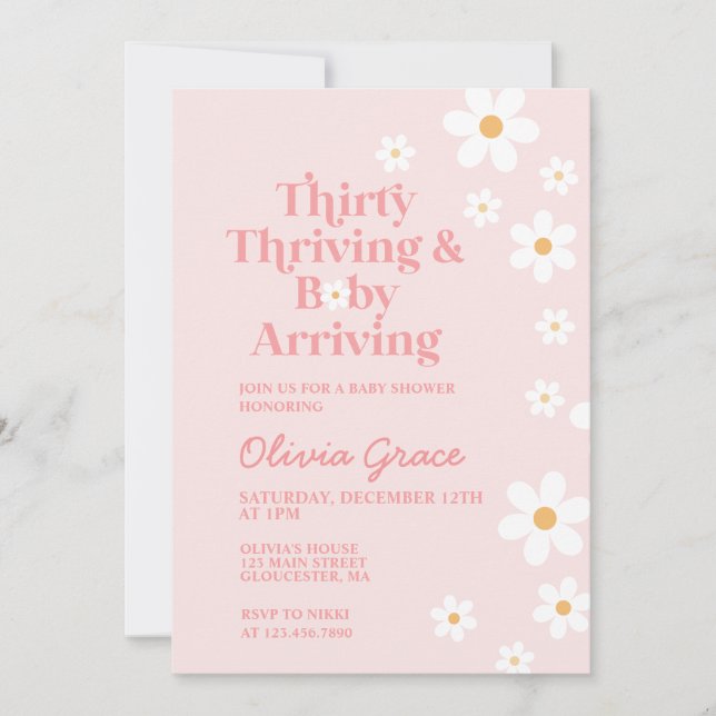 Thirty Thriving Daisy Baby Shower Invitation (Front)
