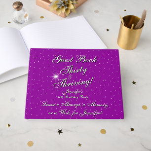 Thirty & Thriving Pink Purple 30th Birthday Guest Book