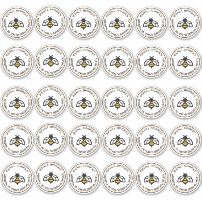 Thirty Two-Inch Vinyl Honey Stickers Yellow Bee  (Front)