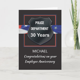 Thirty Year Police Employee Anniversary Personaliz Card
