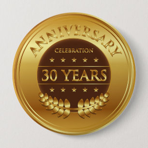 Thirty Years Anniversary Celebration Gold Medal 10 Cm Round Badge